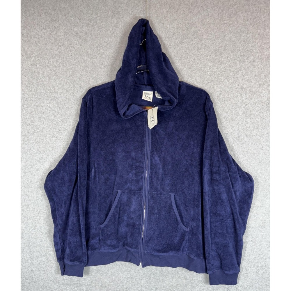 Field Gear Hoodie Mens XL Navy Blue Full Zip Hooded Terry Cloth Jacket New